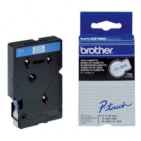 Brother TC-203 nastro per etichettatrice Blu su bianco (TC203)