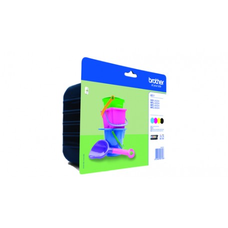 Brother LC-221VALBP cartuccia d'inchiostro 4 pz Originale Resa standard Nero per foto, Ciano per foto, Magenta pe (LC221VALBPDR)