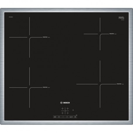 Bosch PIE645BB1E piano cottura Nero, Acciaio inossidabile Da incasso Piano cottura a induzione 4 Fornello(i) (PIE645BB1E)