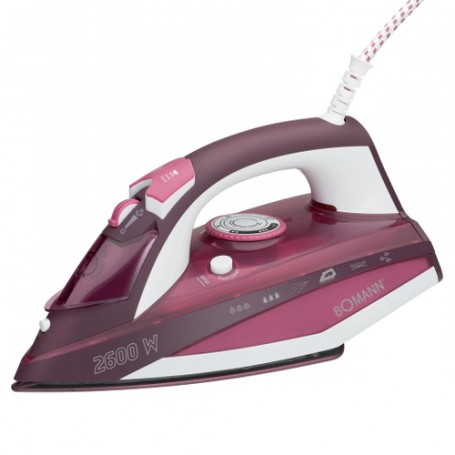 Bomann DB 6005 CB Ferro da stiro a secco e a vapore Ceramica 2600 W Rosa, Bianco (660051)