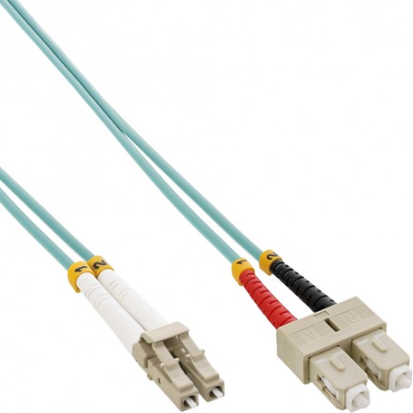 InLine LC/SC, 25 m cavo a fibre ottiche 2x LC 2x SC Turchese, Colore acqua (88638O)