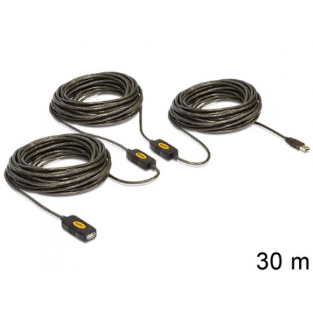 DeLOCK 30m, USB2.0 - USB2.0 cavo USB USB A Nero (83453)