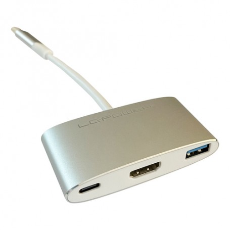 LC-Power LC-HUB-C-MULTI-4 hub di interfaccia USB 3.2 Gen 1 (3.1 Gen 1) Type-C Argento, Bianco (LC-HUB-C-MULTI-4)