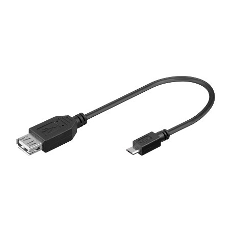 Alcasa 0.2m, USB-A/USB Micro-B cavo USB 0,2 m USB A Micro-USB B Nero (USB-AD18)