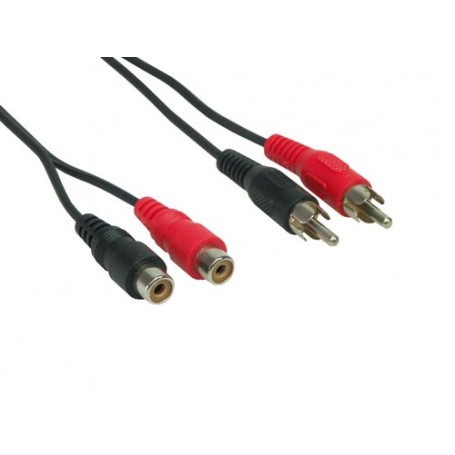 Alcasa 2 x RCA - 2 x RCA 10m M/F cavo audio Nero (AS-10CV2)