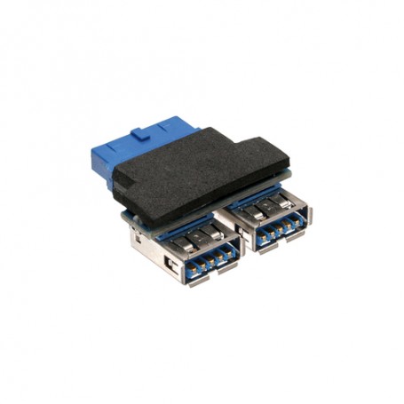InLine 33444I adattatore per inversione del genere dei cavi internal USB 3.0 port (USB 19-pin) 19-pin USB 3.0 Nero, Blu (33444I)