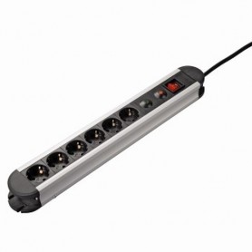 Hama 6way Distribution Panel "Pro-S 60M", 1.5 m Nero, Argento 6 presa(e) AC 1,5 m (47857)