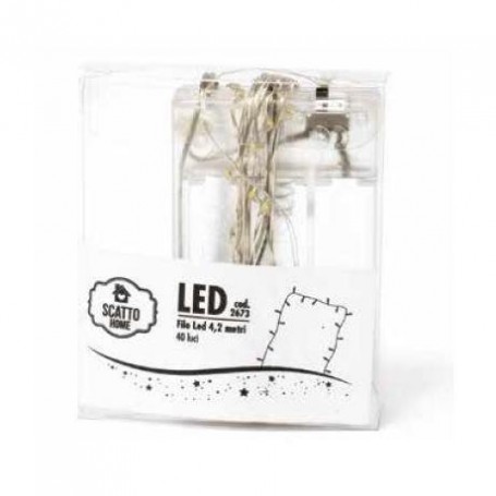 FILO DI RAME ARGENTATO 40 LED (2673)