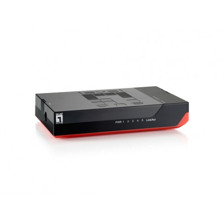 LevelOne GSW-0507 Non gestito Gigabit Ethernet (10/100/1000) Nero, Rosso (GSW-0507)