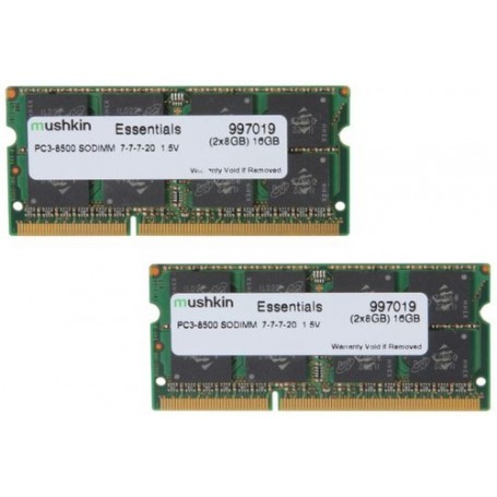Mushkin SO-DIMM 16GB DDR3 Essentials memoria 2 x 8 GB 1066 MHz (997019)