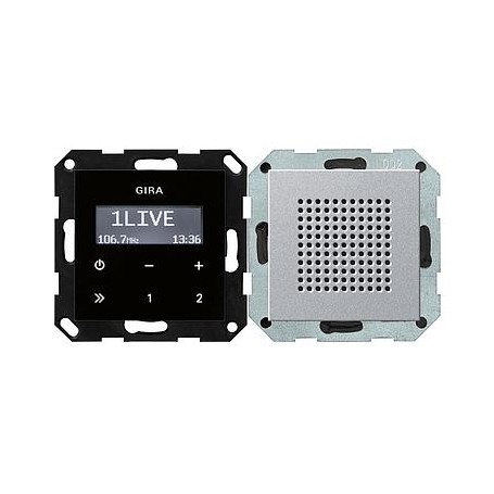 GIRA 228026 radio Orologio Digitale Alluminio, Nero (228026)
