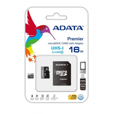 ADATA Premier microSDHC UHS-I U1 Class10 16GB memoria flash Classe 10 (AUSDH16GUICL10-RA1)