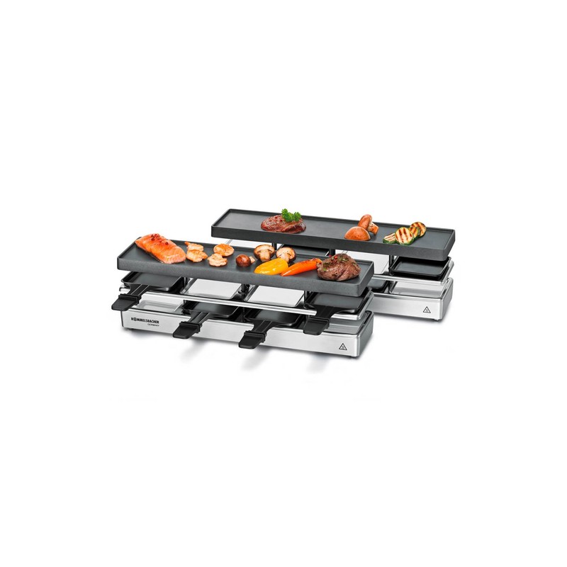 Unold 48755 Griglia Per Raclette Allungabile 8 Posti 1300W - Piastre Antiaderenti E 8 Padelline - Per Cene Conviviali In Famiglia O Con Amici - 2