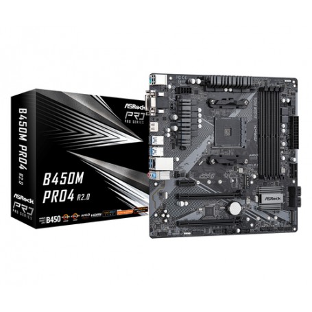 Asrock B450M Pro4 R2.0 AMD B450 Presa AM4 micro ATX (90-MXBEG0-A0UAYZ)