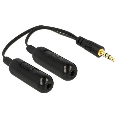 DeLOCK 0.19m, 3.5mm/2x3.5mm cavo audio 0,19 m Nero (65683)