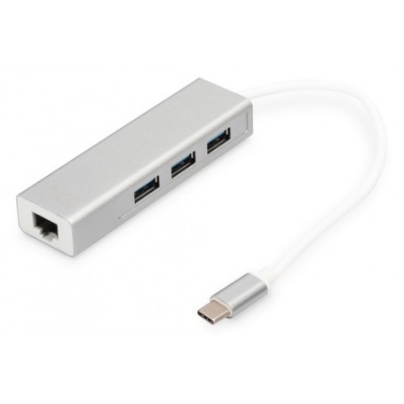 Digitus DA-70255 hub di interfaccia USB 3.2 Gen 1 (3.1 Gen 1) Type-C 1000 Mbit/s Grigio, Bianco (DA-70255)