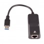 V7 Adaptador negro Gigabit Ethernet con conector USB 3.0 A macho a RJ45 hembra (CBLUSB3RJ-1E)