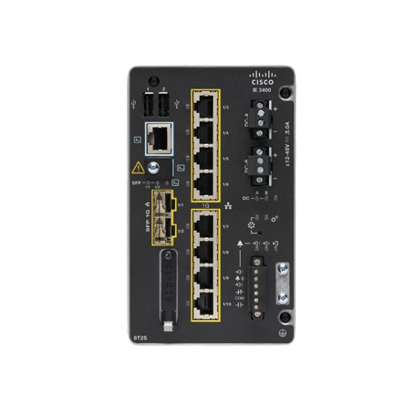 Cisco Catalyst IE3400 Gestito L2 Gigabit Ethernet (10/100/1000) Nero (IE-3400-8T2S-E)