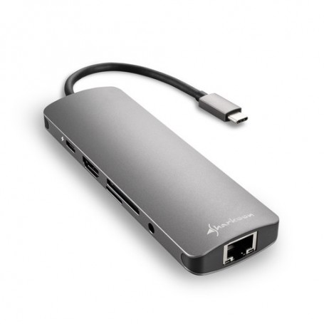 Sharkoon USB 3.0 Type C Combo Adapter scheda di interfaccia e adattatore HDMI, RJ-45, USB 3.2 Gen 1 (3.1 Gen 1) (4044951026739)