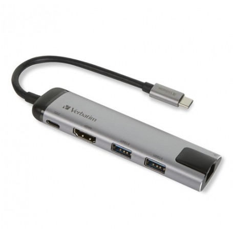 Verbatim 49141 hub di interfaccia USB 3.2 Gen 1 (3.1 Gen 1) Type-C 1000 Mbit/s Nero, Argento (49141)