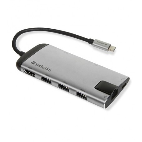 Verbatim 49142 hub di interfaccia USB 3.2 Gen 1 (3.1 Gen 1) Type-C 1000 Mbit/s Nero, Argento (49142)