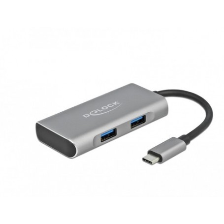 DeLOCK 63261 hub di interfaccia USB 3.2 Gen 2 (3.1 Gen 2) Type-C 10000 Mbit/s Nero, Grigio (63261)