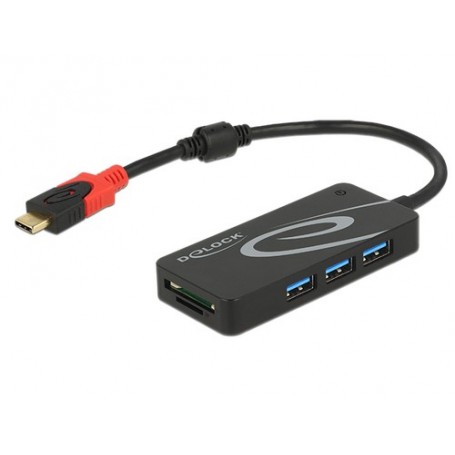 DeLOCK HUB USB 3.0 USB Type-C  3 Port extern USB 3.2 Gen 1 (3.1 Gen 1) Type-C 5000 Mbit/s Nero (62900)
