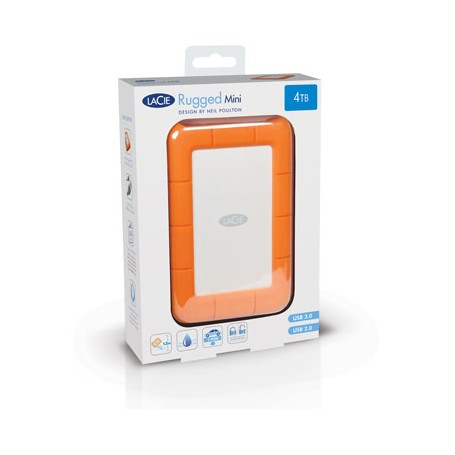 LaCie Rugged Mini disco rigido esterno 2000 GB Arancione, Argento (9000298)