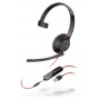 POLY Blackwire 5210 Auricolare Cablato A Padiglione Musica e Chiamate USB tipo A Nero, Rosso (207577-03)