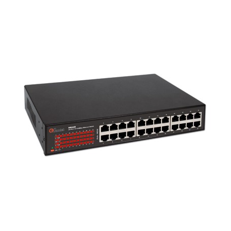 Hamlet Switch di rete a 24 porte sistema automatico per riconoscimento velocità 10/100 Mbps in metallo (HN24S)